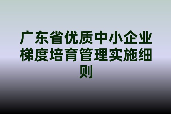 2024《广东省优质中小企业梯度培育管理实施细则》