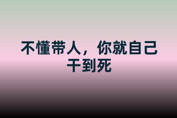 總結來自路易斯·卡夫曼所著的《不懂帶人，你就自己干到死》